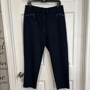 Rabe Zip-Detail Slim Trousers Navy Blue